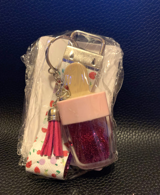 Dark Pink Glitter Ice Cream Keychain