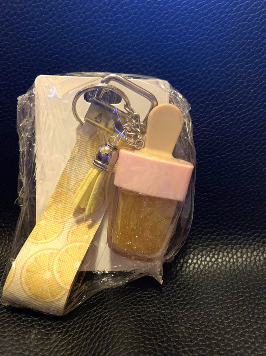 Lemon Yellow Glitter Ice Cream Keychain